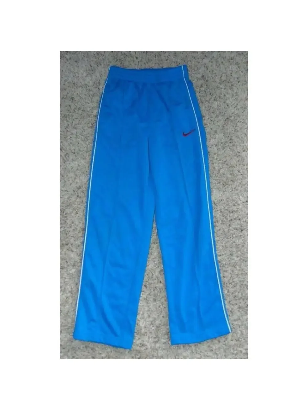Nike Athletic Pants Boys L Blue White Side Stripes Track Sweatpants